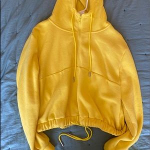 Yellow Cropped Hoodie